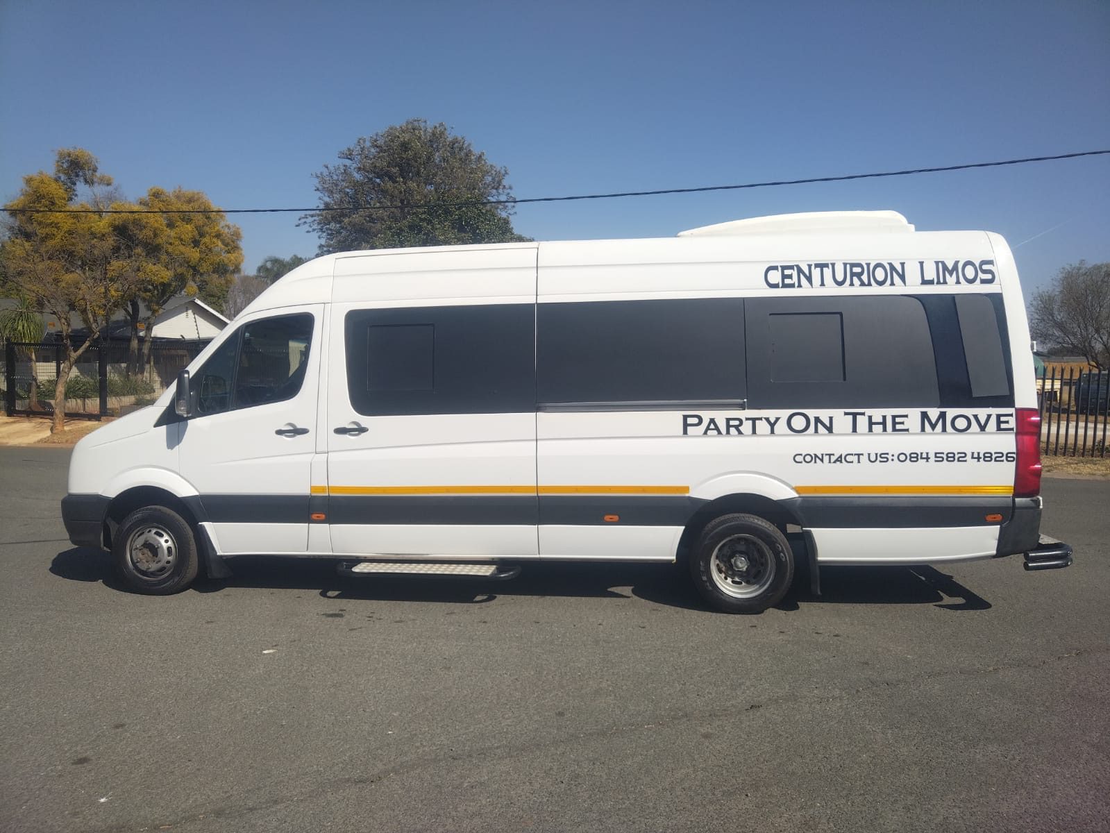 Centurion Limos party van, side view