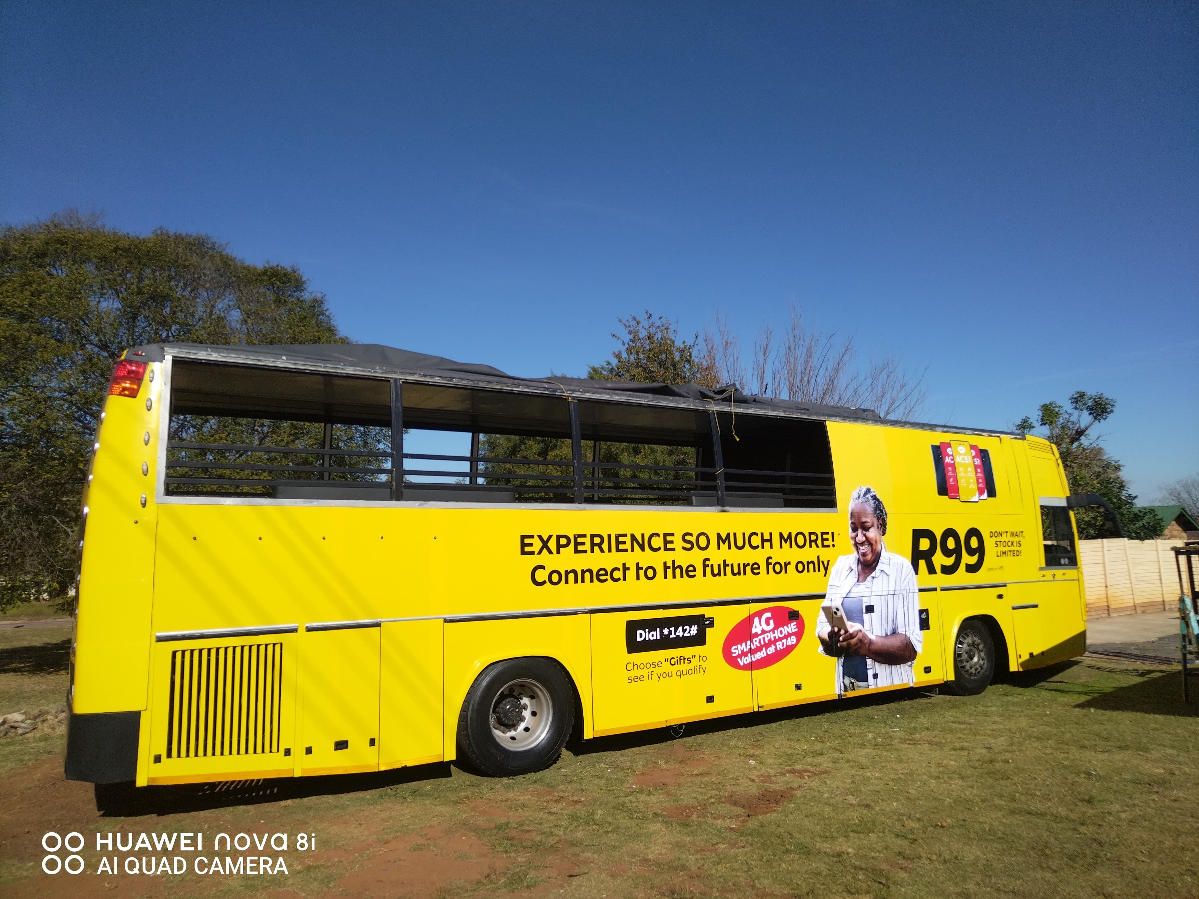 MTN-branded 40-seater party bus at the launch