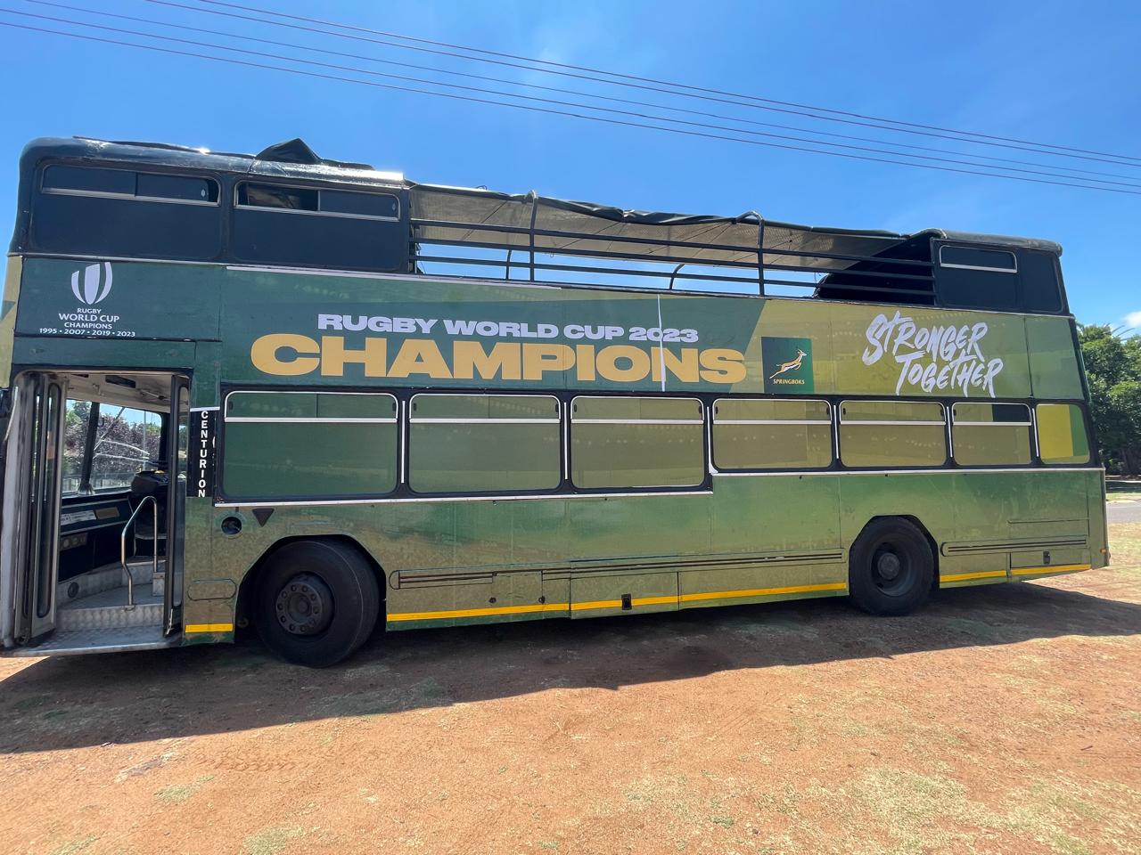 Rugby World Cup 2023 champions bus